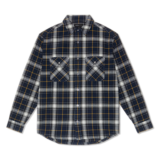 PURPLE Brand Plaid Flannel Long Sleeve Shirt (Black)