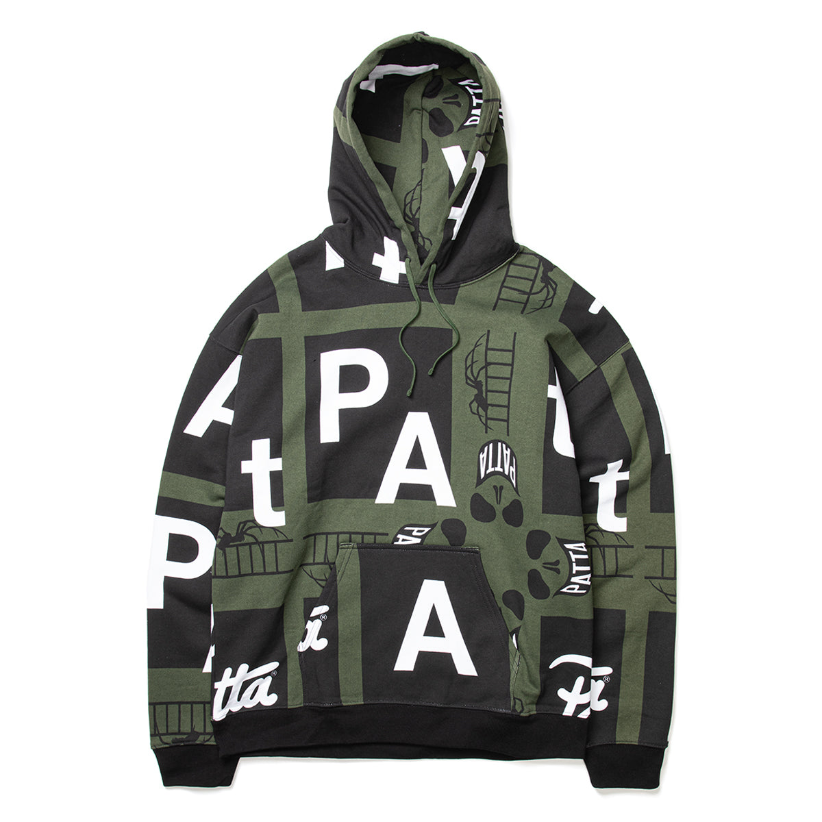 Patta Spider AOP Hooded Sweater (Rifle Green)