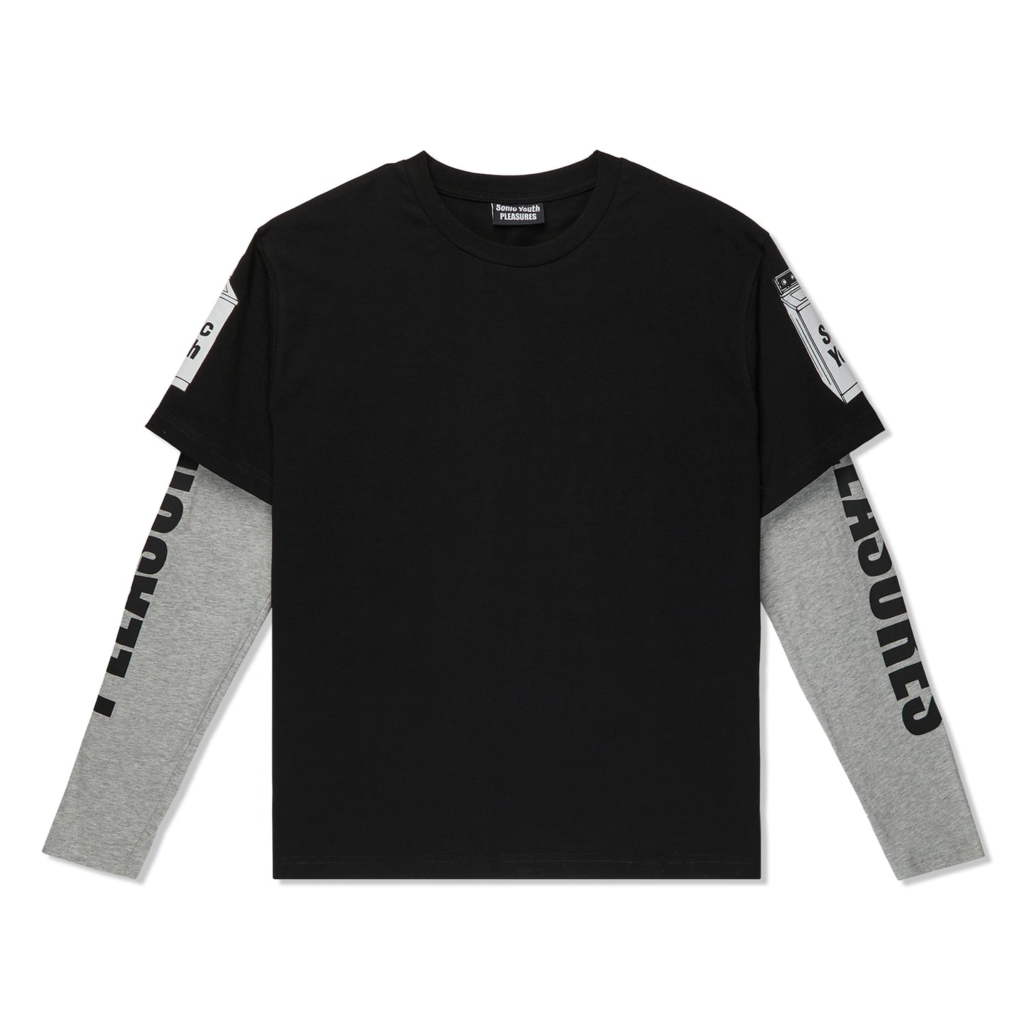 T-shirts PLEASURES Becuz Layered Long Sleeve Black/ Grey