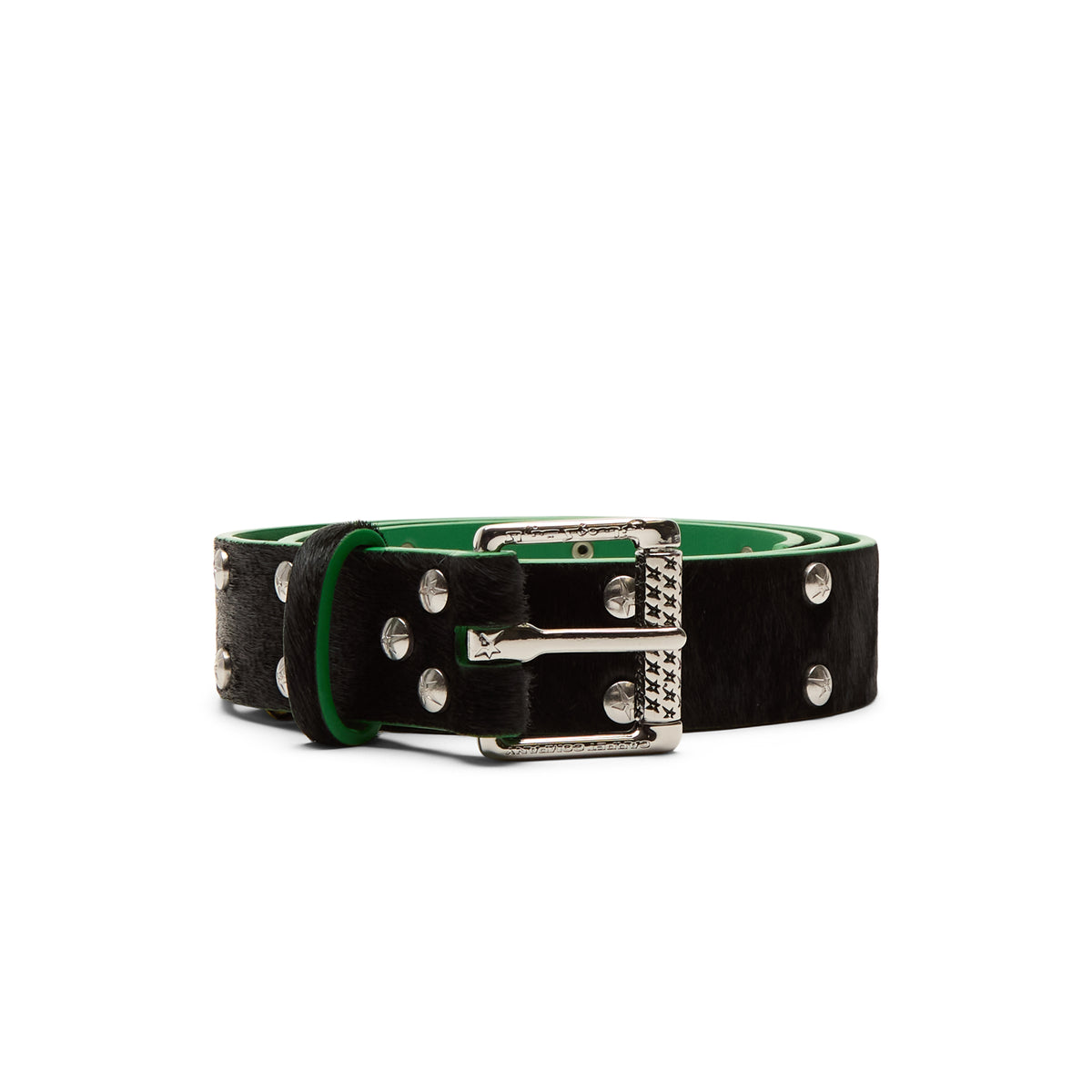Carpet Company Pony Hair Studded Belt (Black)
