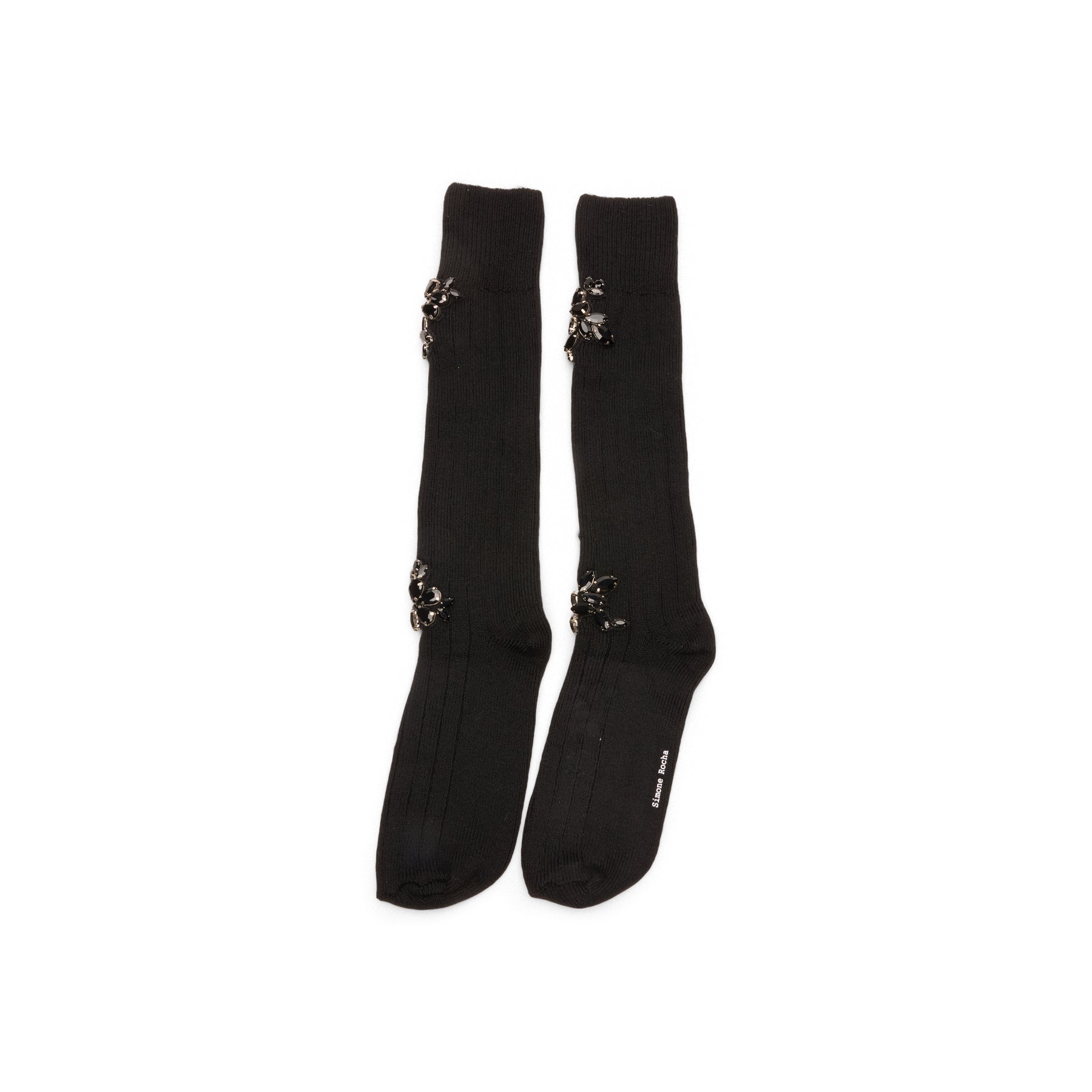 Simone Rocha Embellished Rose Knee Socks (Black)