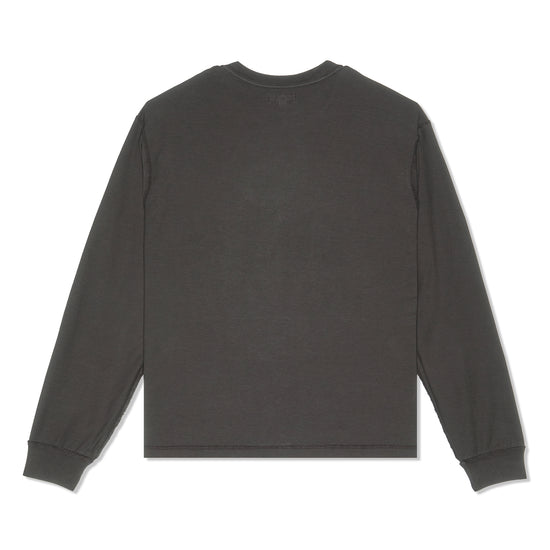 Stussy Pigment Dyed Inside Out Long Sleeve Crew (Faded Black)