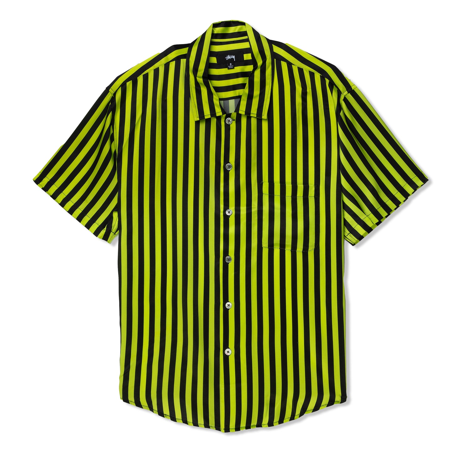 Stussy Striped Silk Shirt (Black/Lime)