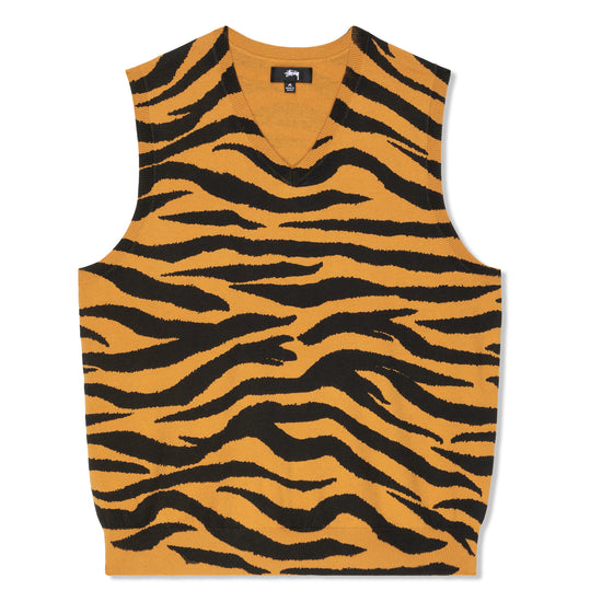 Stussy Tiger Printed Sweater Vest (Mustard)