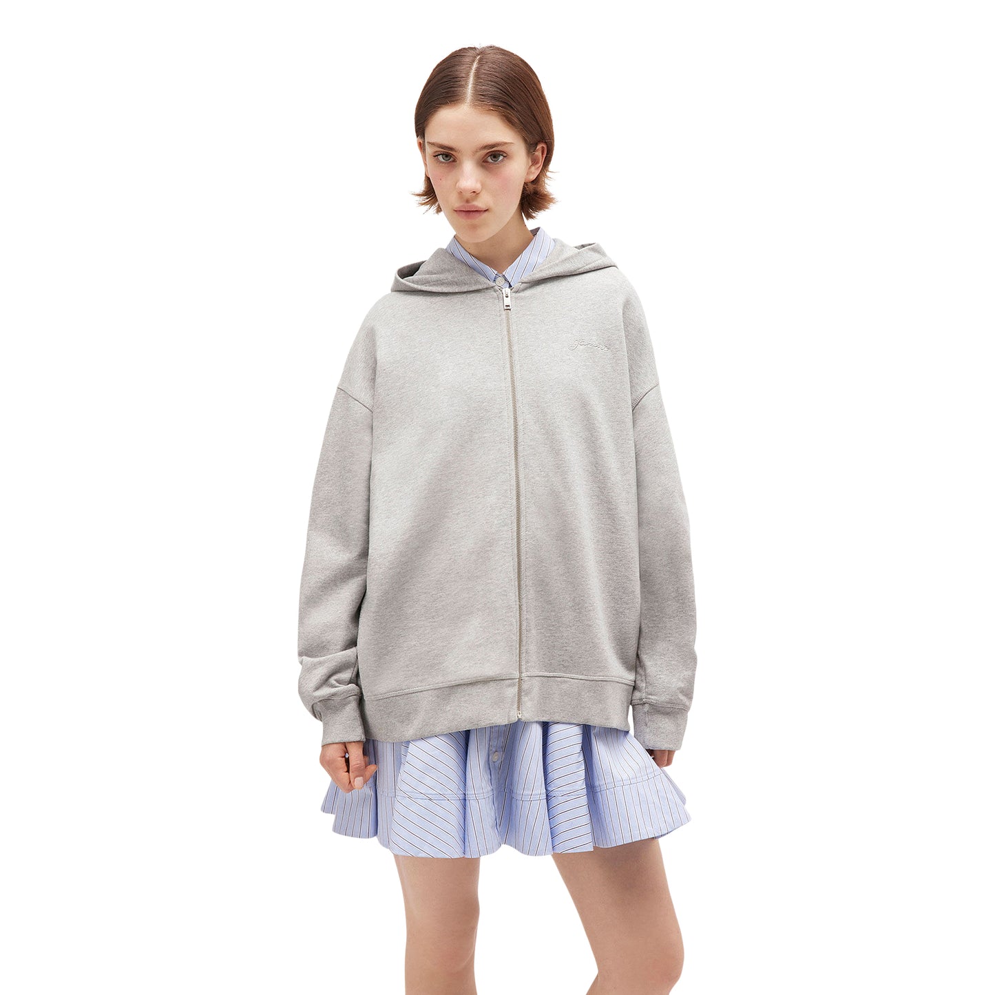 GANNI Teddy Zip Hoodie (Paloma Melange)