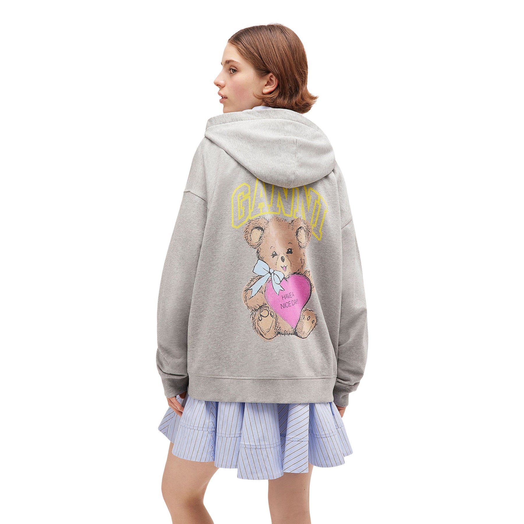 GANNI Teddy Zip Hoodie (Paloma Melange)