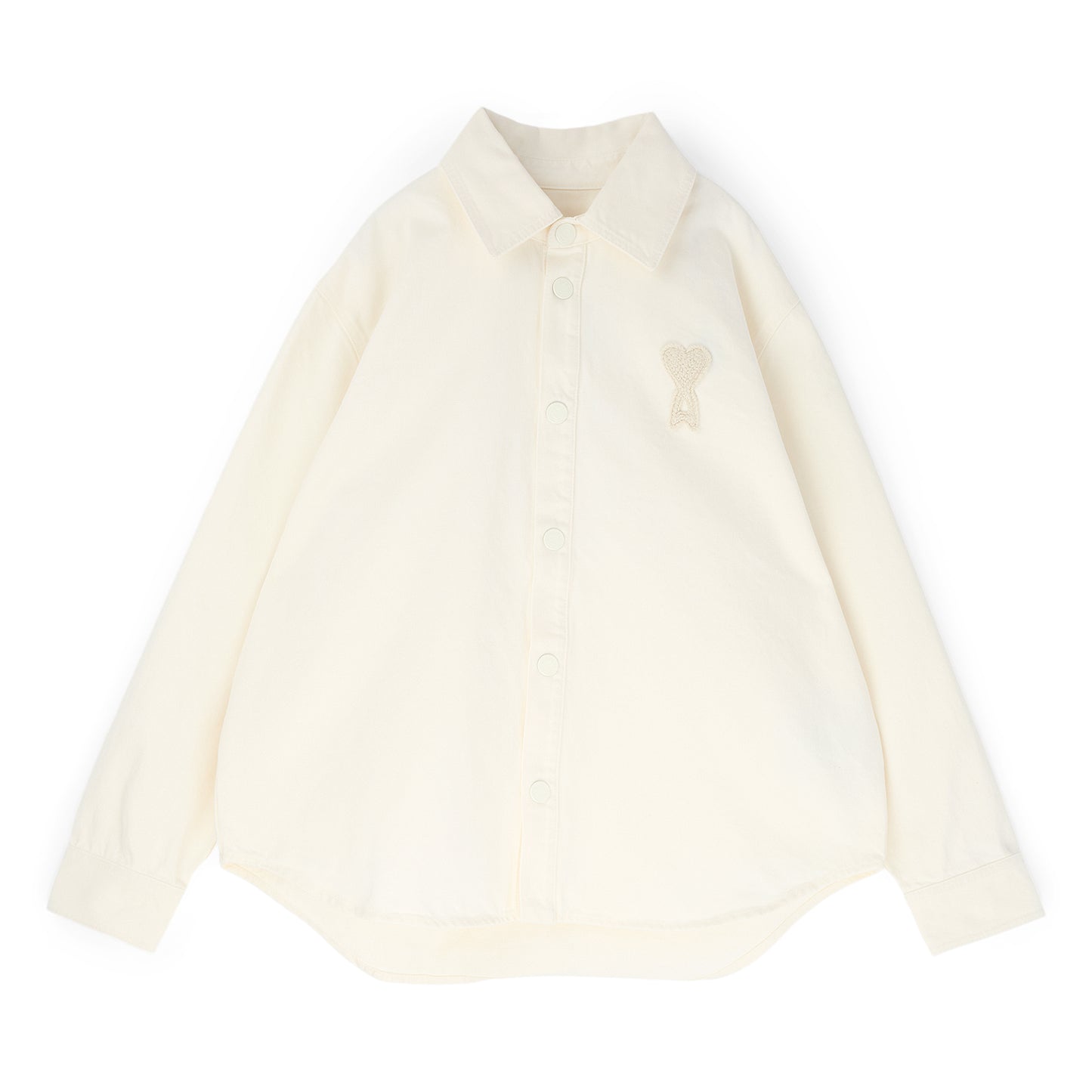 AMI Overshirt With Knitted AMI De Coeur (Blanc creme)