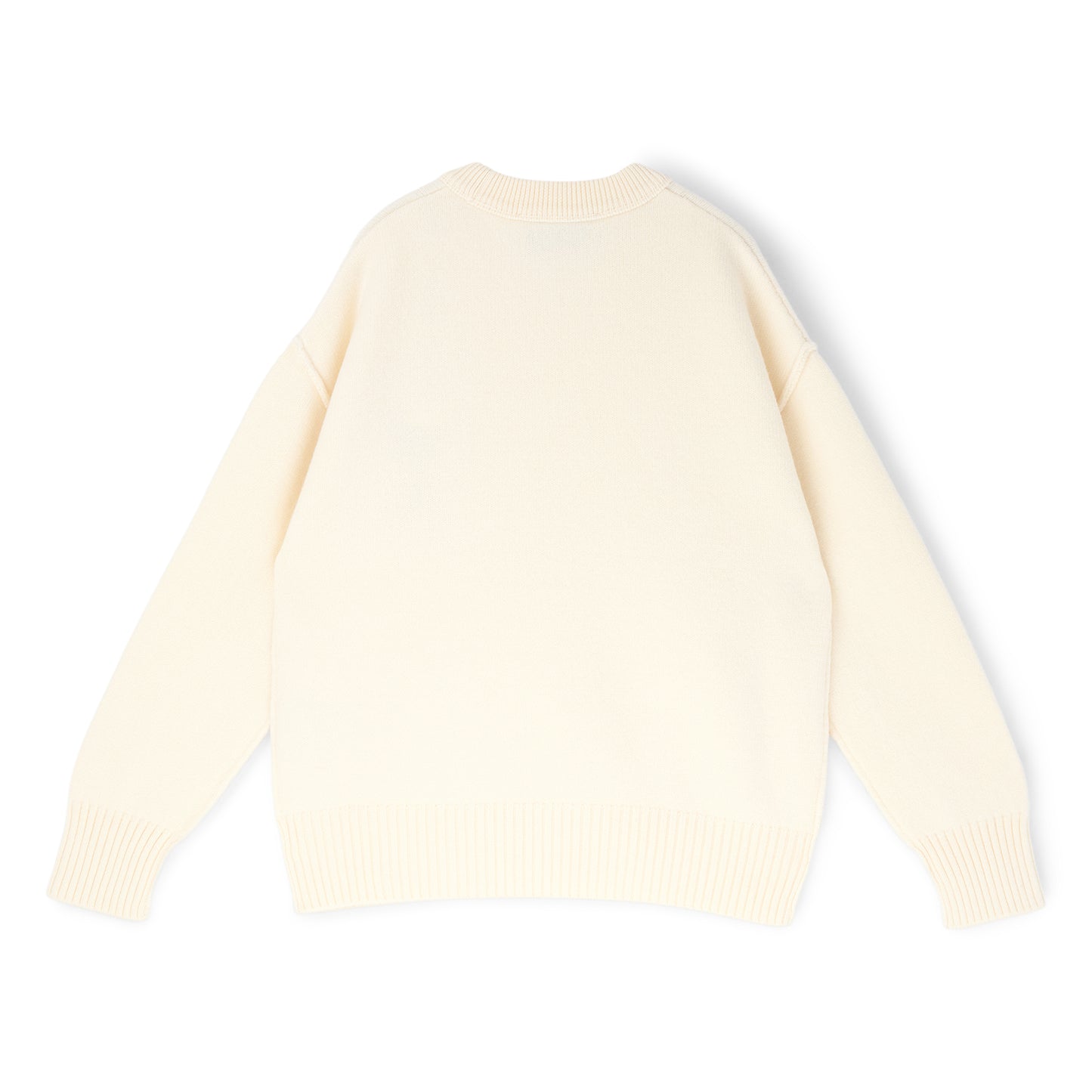 AMI Crewneck Sweater With Contrasted AMI De Coeur (Ecru/Rouge)
