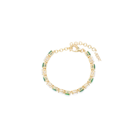 VEERT The Clear and Green Tennis Bracelet (Yellow Gold)