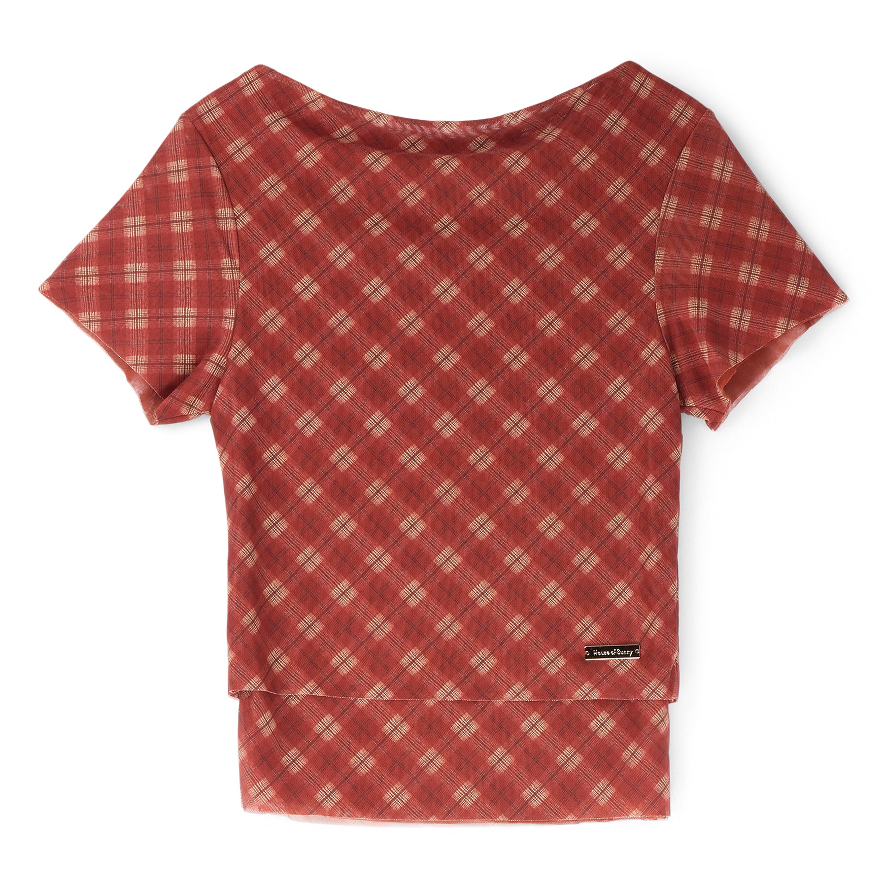 House of Sunny Retro Check Mesh Top (Multi)