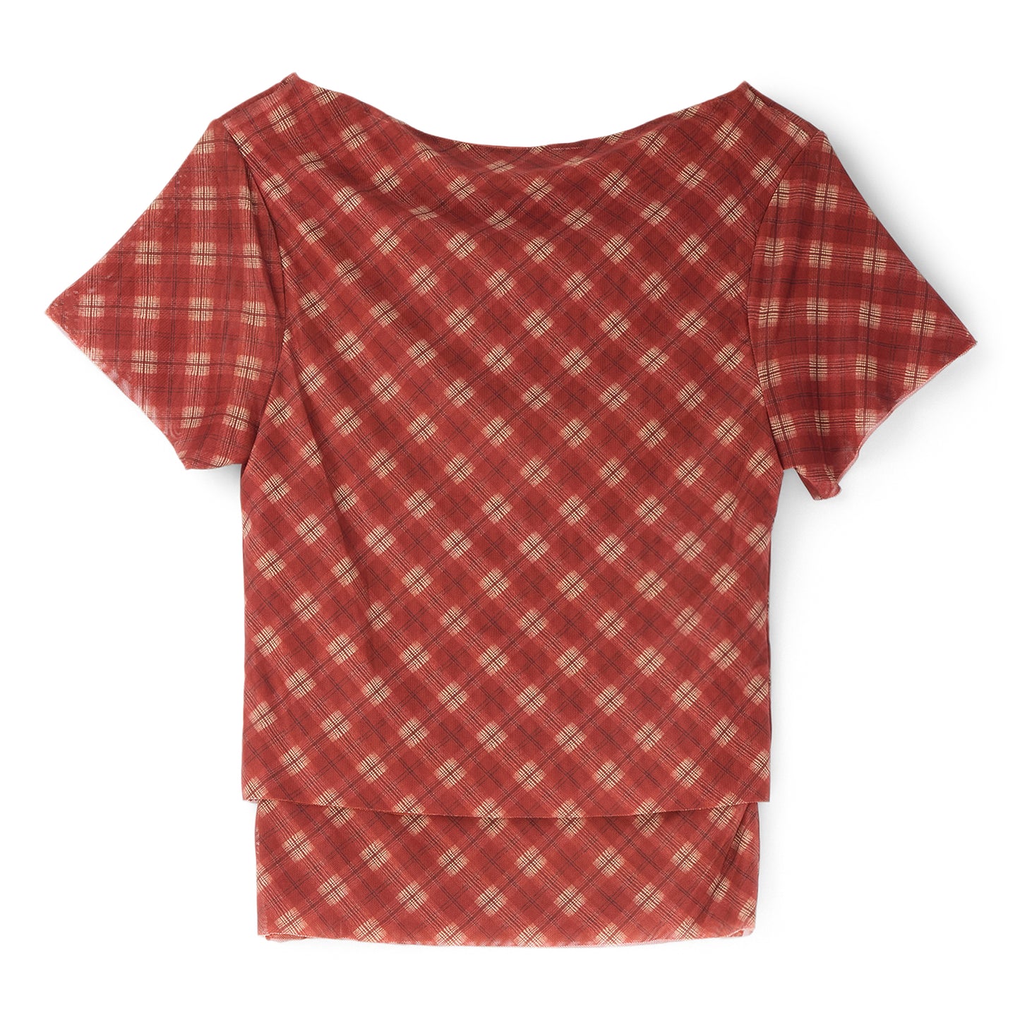 House of Sunny Retro Check Mesh Top (Multi)