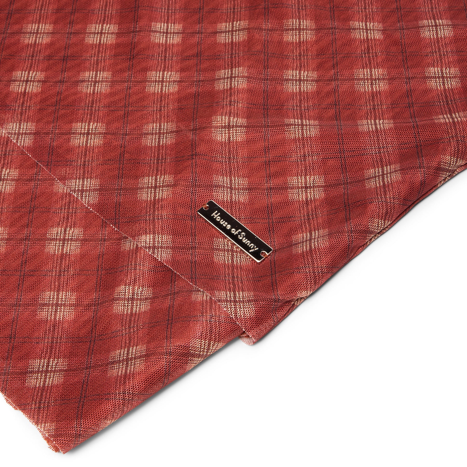 House of Sunny Retro Check Mesh Top (Multi)