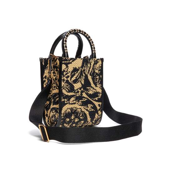 Versace Barocco Athena Raffia Mini Tote (Black/Versace Gold)