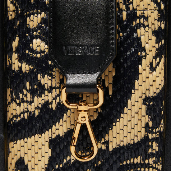 Versace Barocco Athena Raffia Mini Tote (Black/Versace Gold)