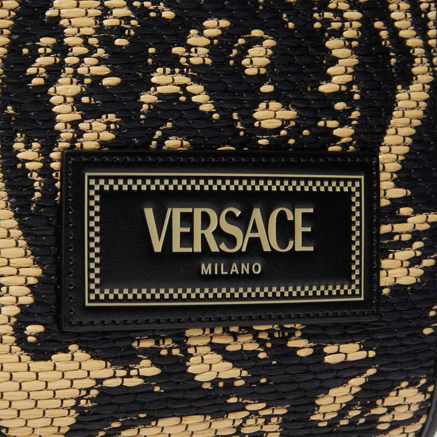 Versace Barocco Athena Raffia Mini Tote (Black/Versace Gold)