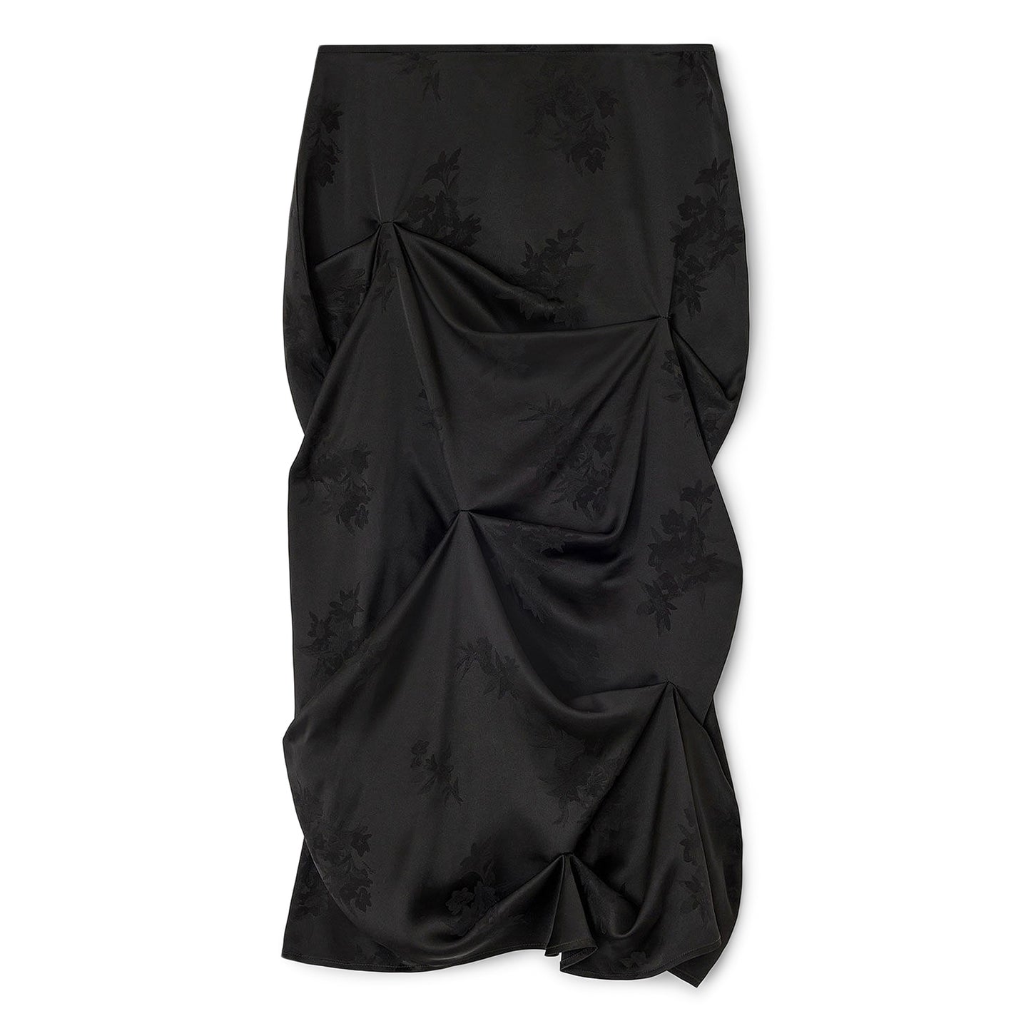 GANNI Jacquard Tuck Drpaed Skirt (Black)