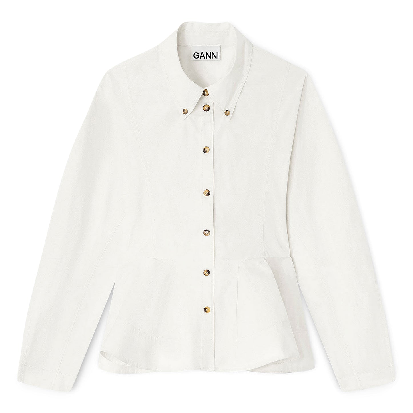GANNI Peplum Shirt (Egret)