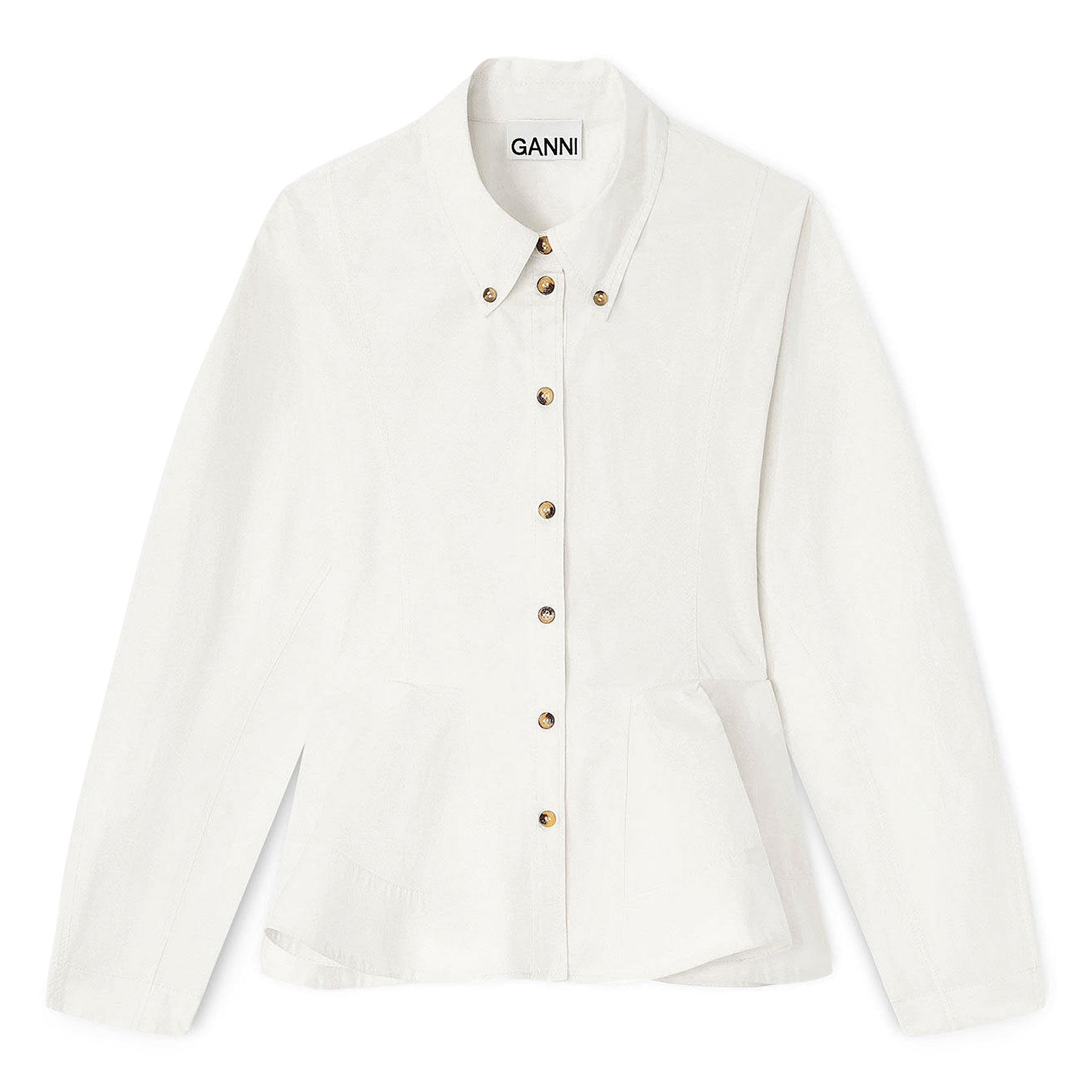 GANNI Peplum Shirt (Egret)