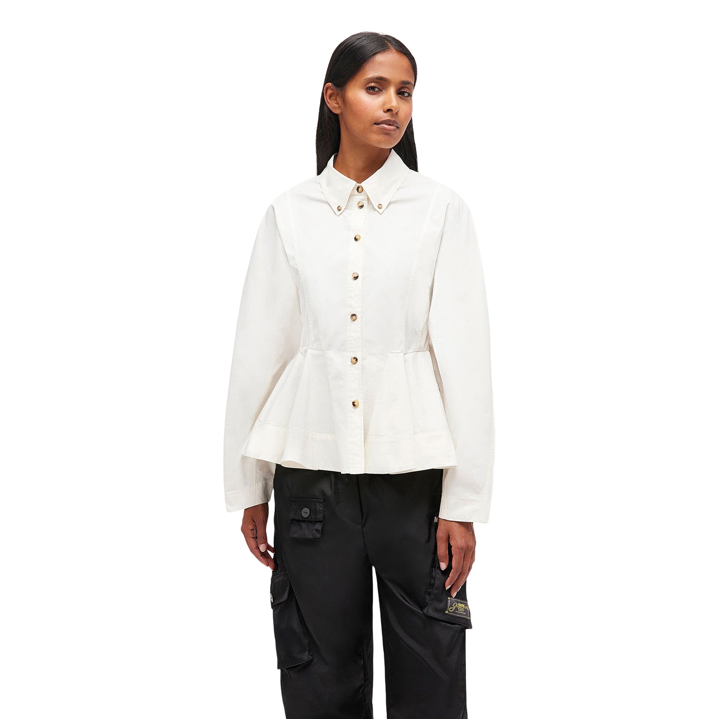 GANNI Peplum Shirt (Egret)