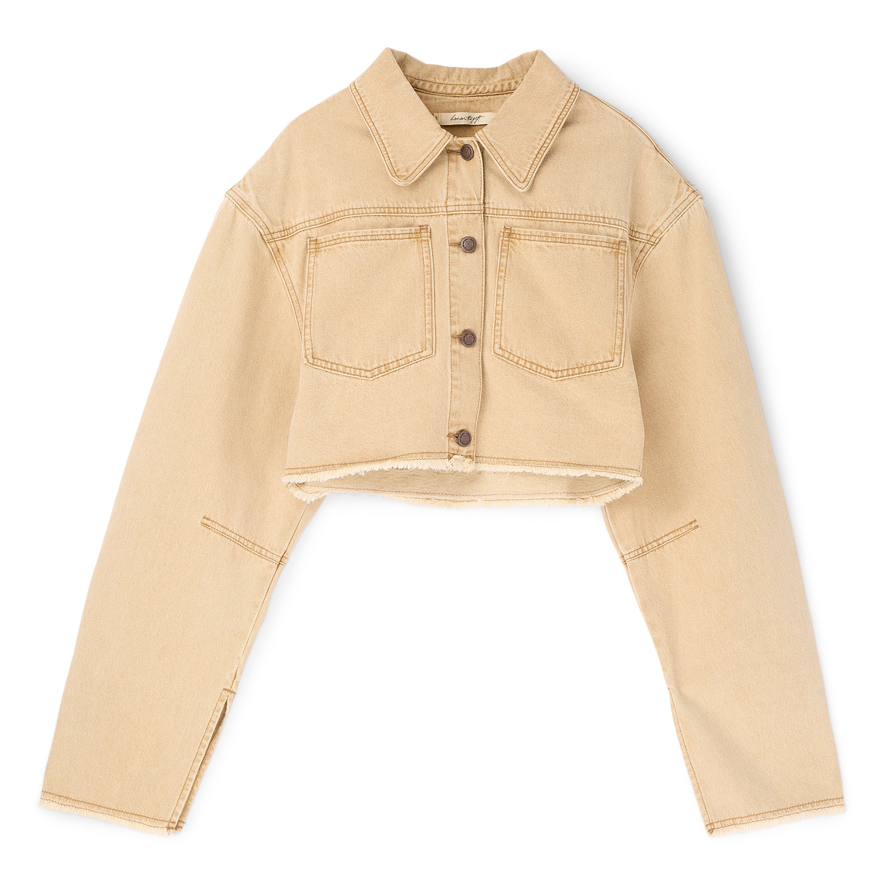 Honor The Gift B-Summer Raw Edge Cropped Jacket (Tan)