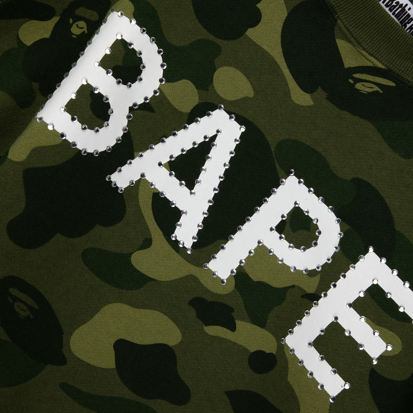 A Bathing Ape Color Camo Crystal Stone Relaxed Fit Crewneck (Green)