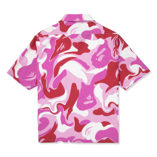 A Bathing Ape Womens Marble Camo Open Collar Short Sleeve Shirt (Pink)