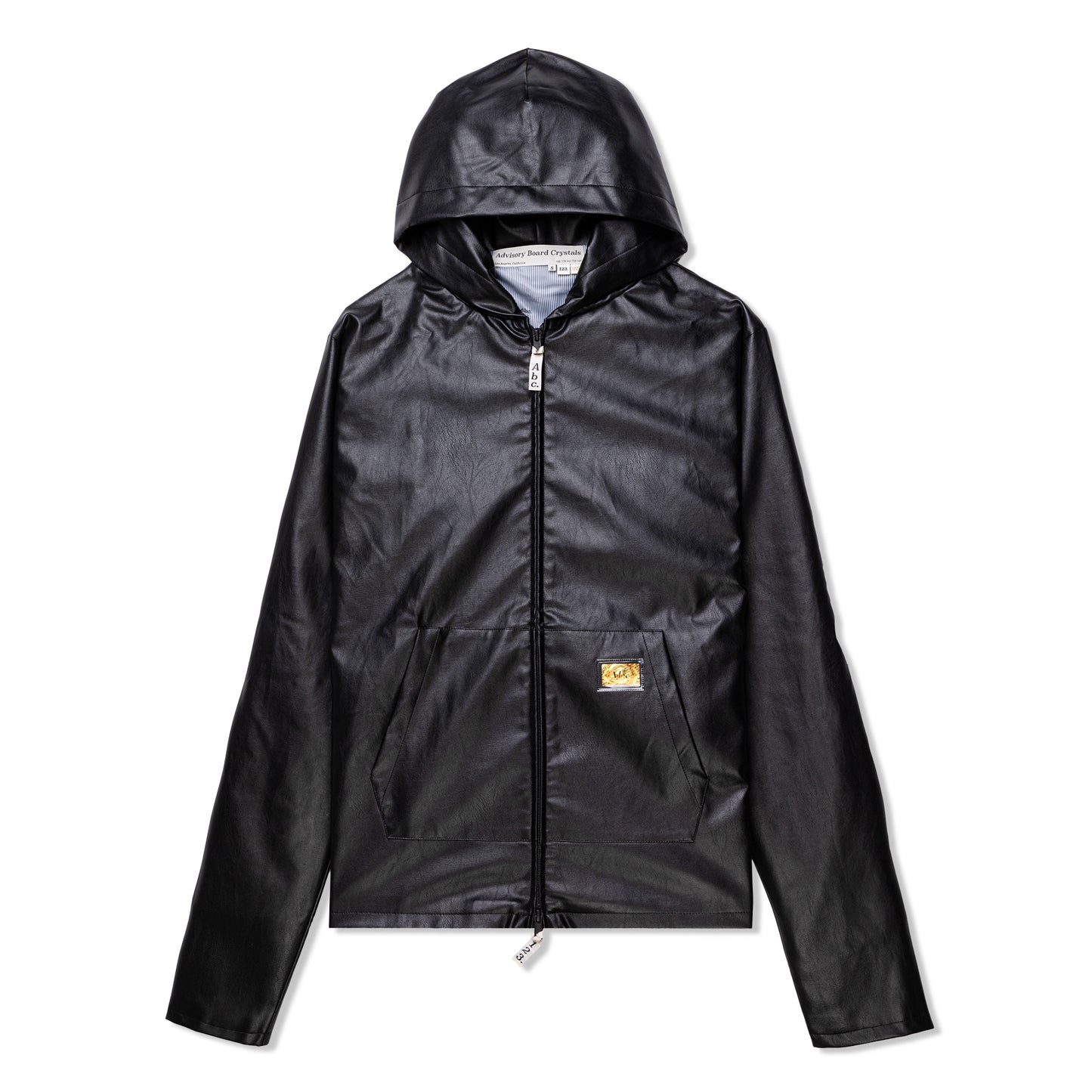 Advisory Board Crystals Abc. 123. Faux Leather Zip Up Hoodie (Black)