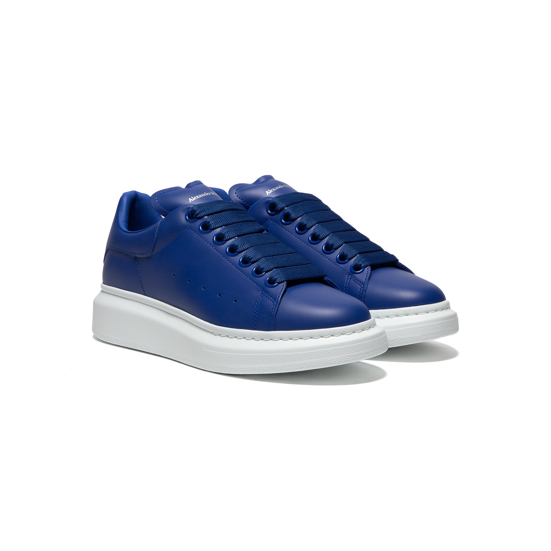 Alexander McQueen Alexander McQueen Exaggerated Sole Leather Sneakers  White/Electric Blue