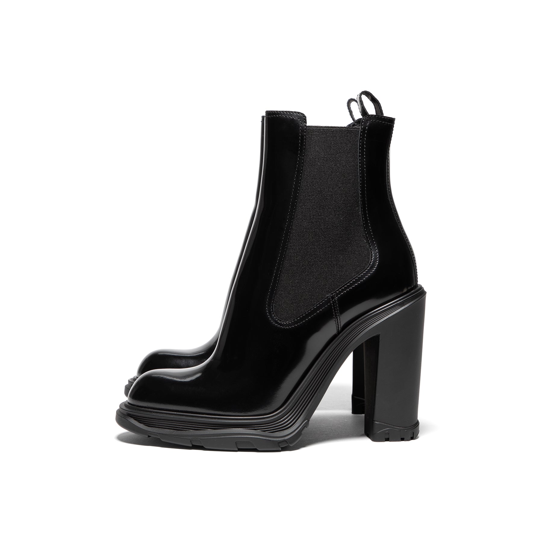 Tread Patent Leather Ankle Boots in Black - Alexander Mc Queen