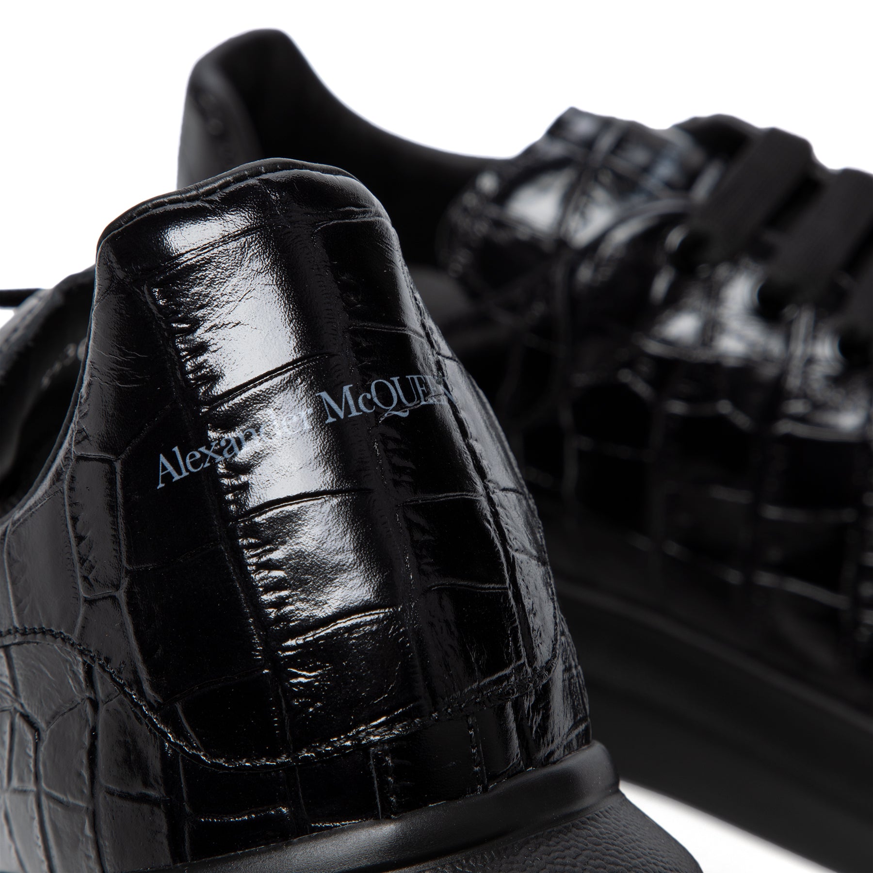 Oversized Leather Sneakers in Black - Alexander Mc Queen