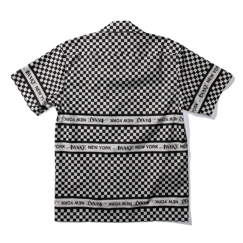 AWAKE Camp Collar Checkerboard Logo Shirt (Black)