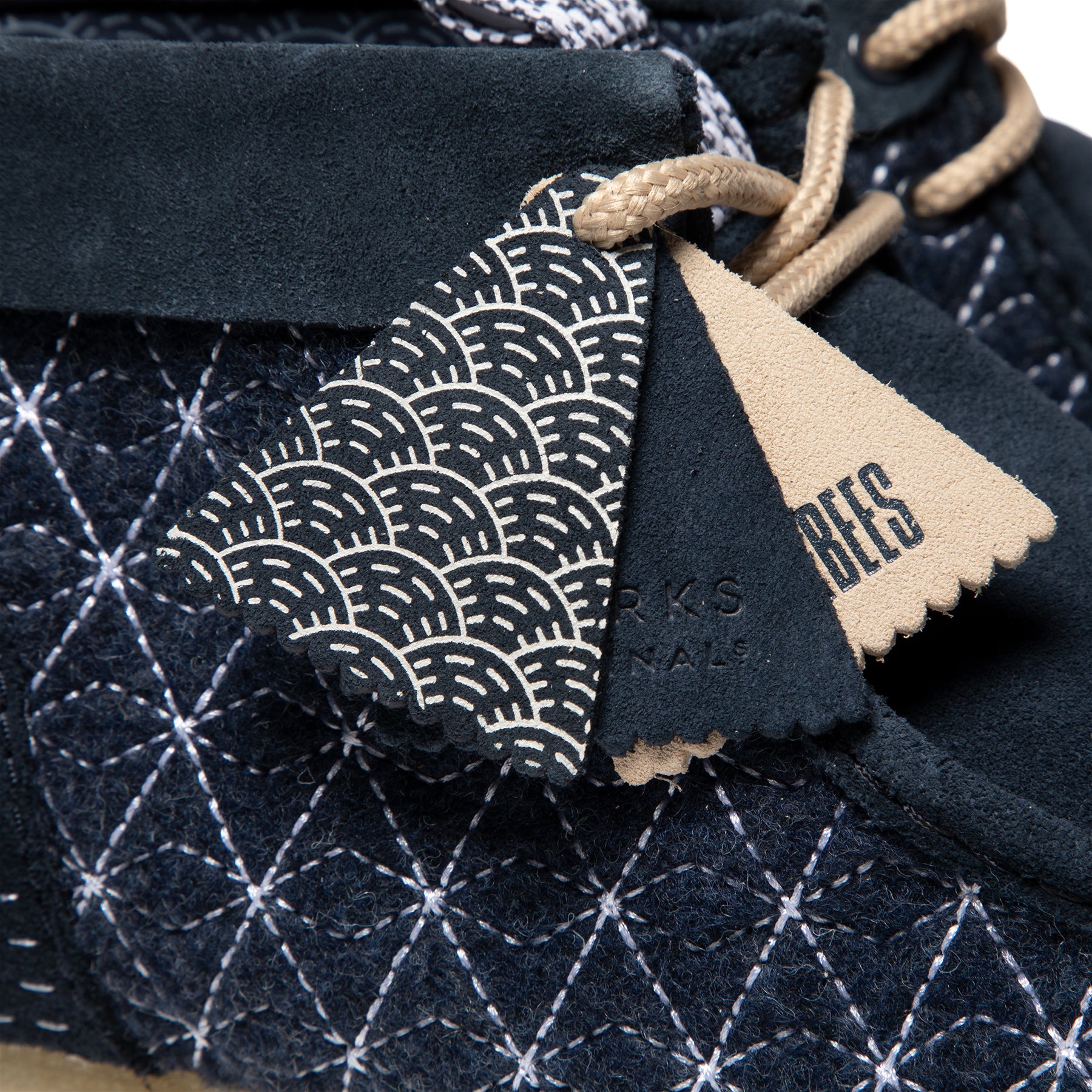 Men's Clarks Originals Sashiko Wallabee Boot 10.5 _ japanese pattern navy  blue