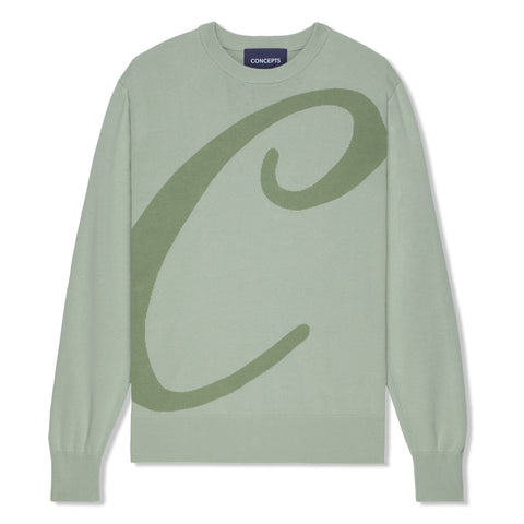 Concepts Script Knit Sweater (Green Haze)