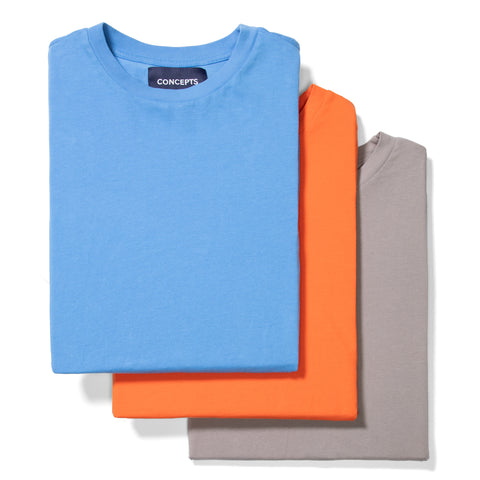 Concepts 3-Pack Palette Tees (Orange/Cool Grey/Blue)
