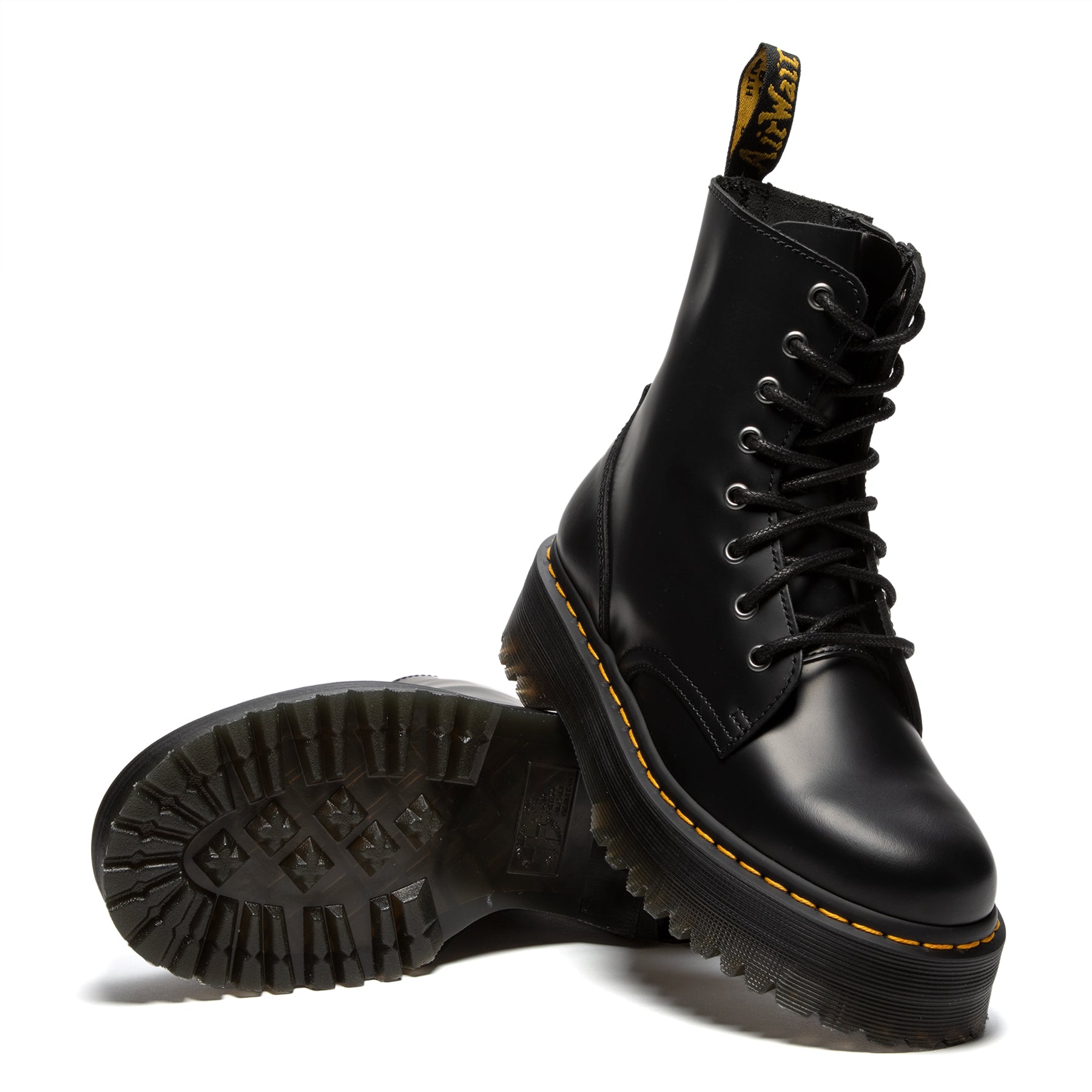 Dr. Martens Jadon Smooth Leather Platform Boots (Black Polished Smooth)
