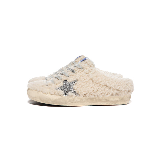 Golden Goose Womens Super Star Sabot Shearling (Natural White/Silver) –  Concepts