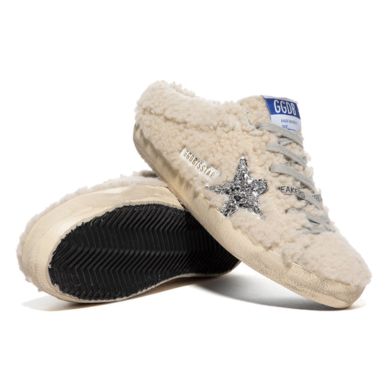 Golden Goose Womens Super Star Sabot Shearling (Natural White/Silver) –  Concepts