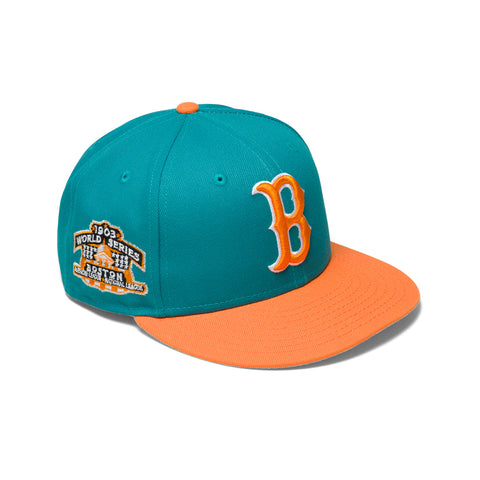 Concepts x New Era 59Fifty Boston Red Sox 1903 World Series Fitted Hat (Aqua/Orange)
