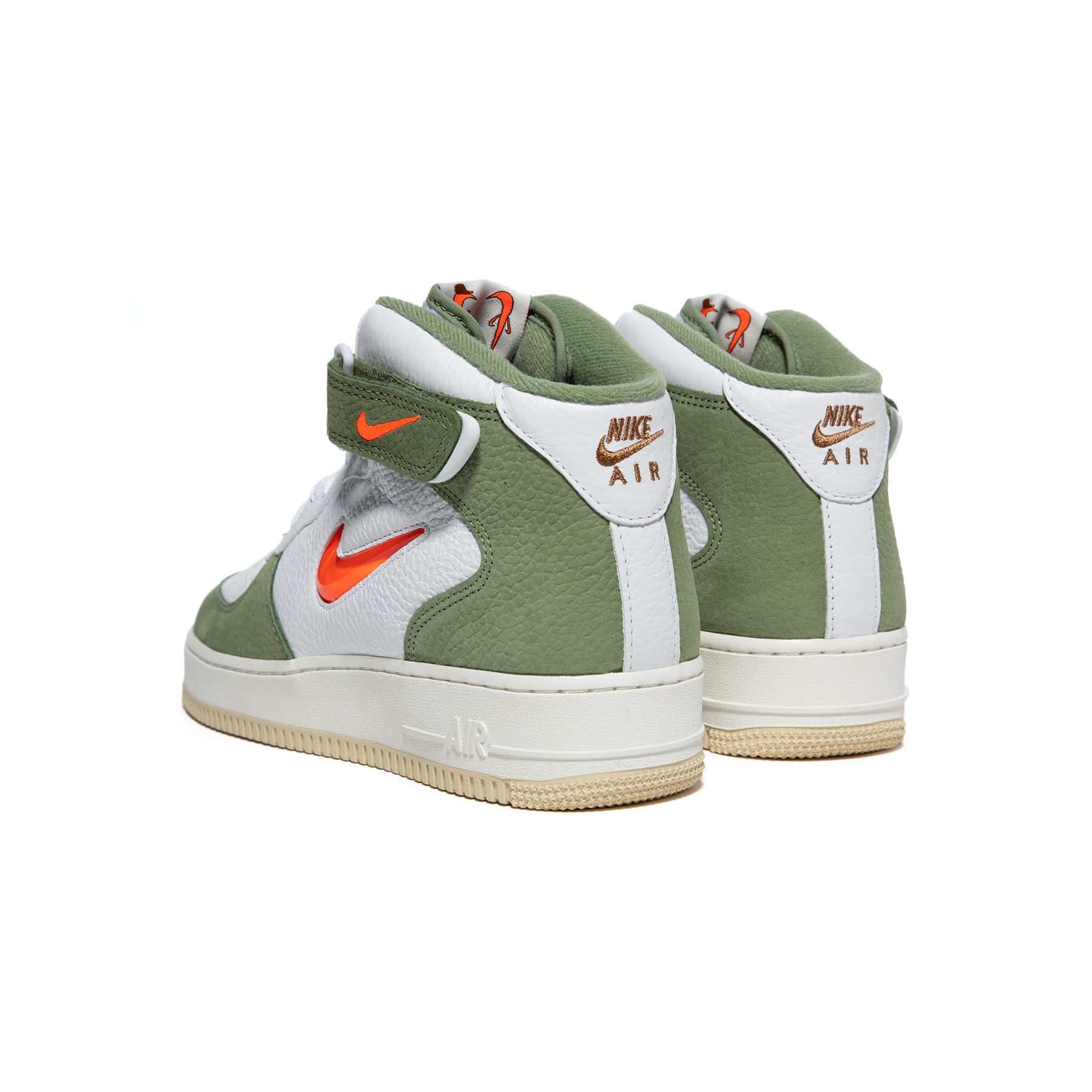 Nike Air Force 1 Mid QS 8.5 / White/Total Orange-Oil Green