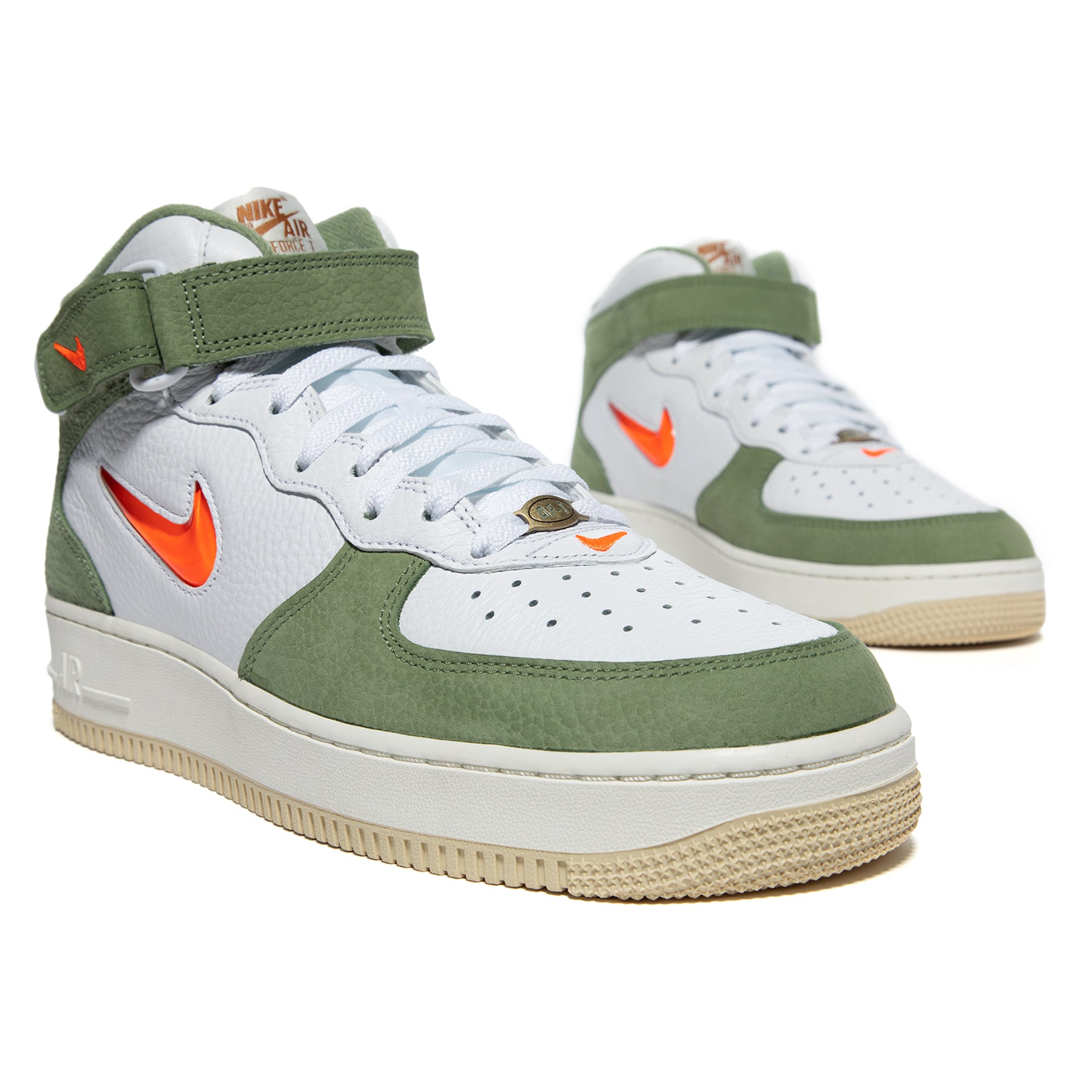 Nike Air Force 1 Mid QS Jewel Oil Green White Orange Mens Size 13 DQ3505 100