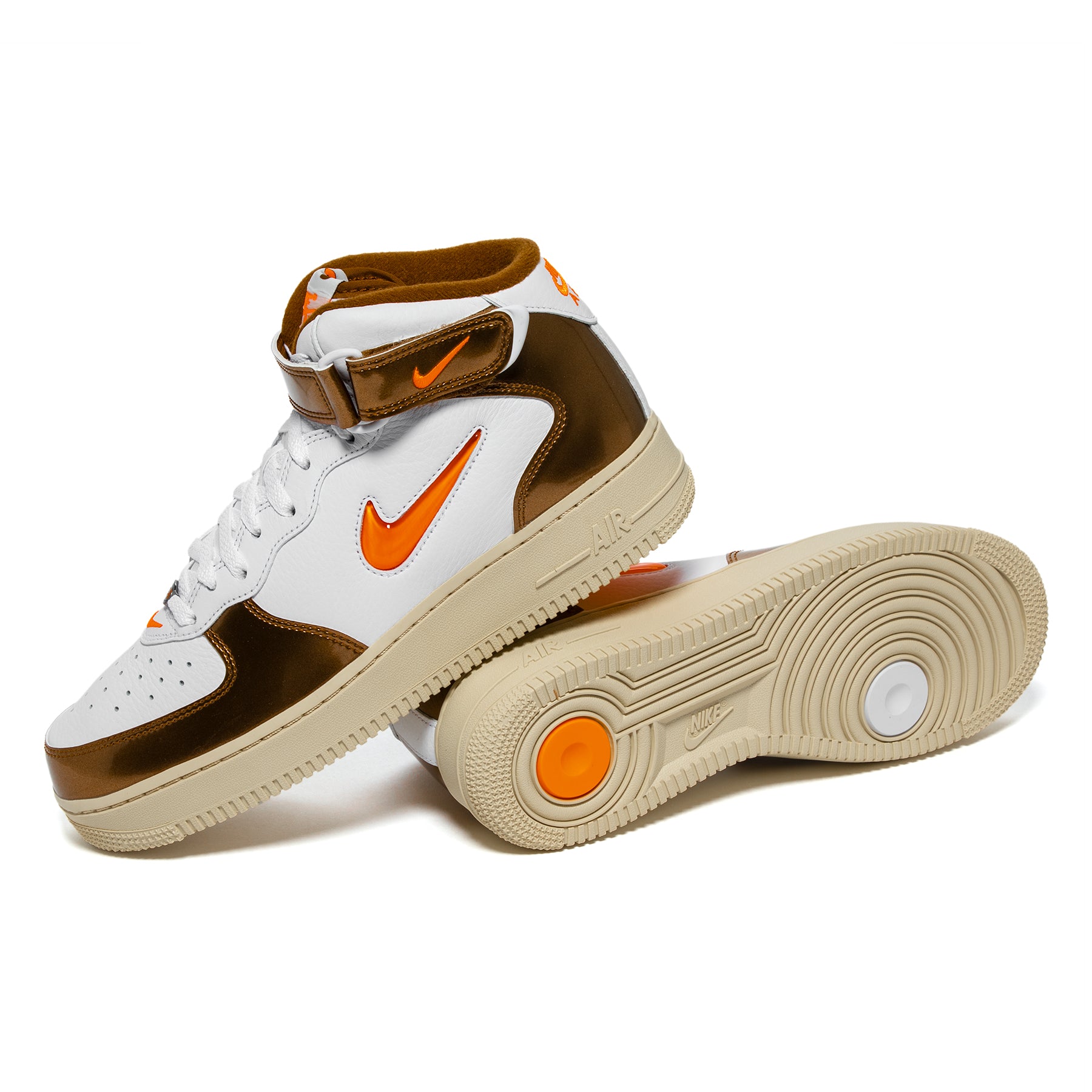 Nike Air Force 1 Mid - Mens Shoes White/Terra Orange Size 10