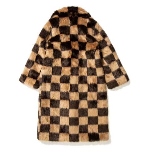 Stand Studio Nino Checkerboard Long Coat (Beige/Brown Check)
