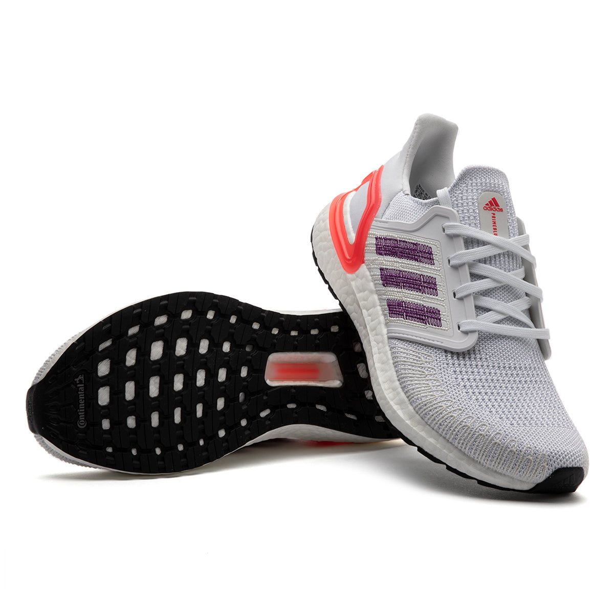 adidas Womens Ultraboost 20 (White/Glory Purple/Shore Red)